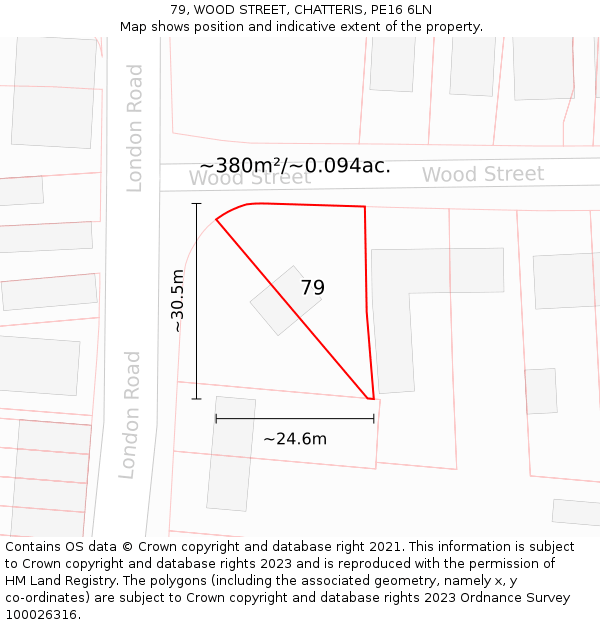 79, WOOD STREET, CHATTERIS, PE16 6LN: Plot and title map