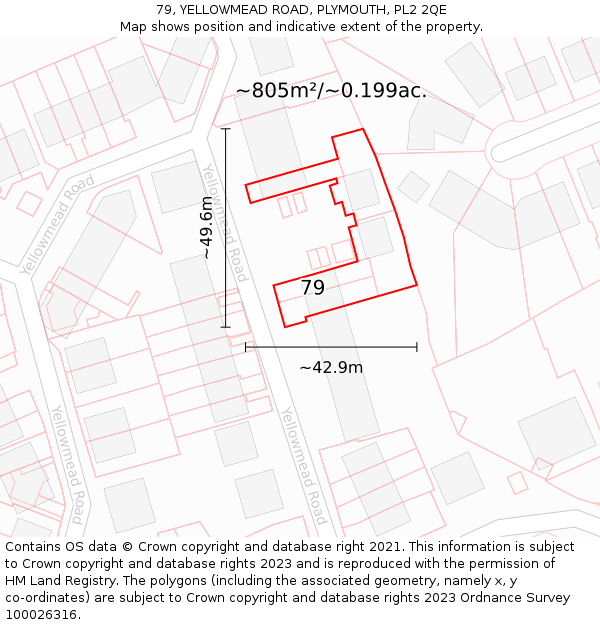 79, YELLOWMEAD ROAD, PLYMOUTH, PL2 2QE: Plot and title map