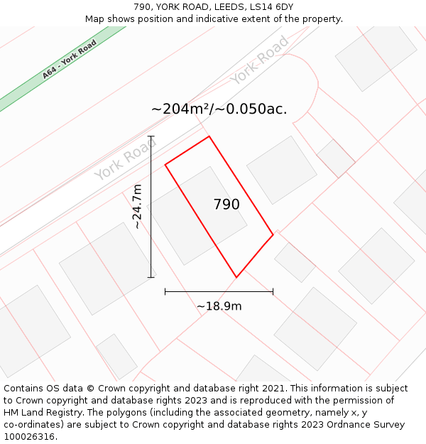 790, YORK ROAD, LEEDS, LS14 6DY: Plot and title map