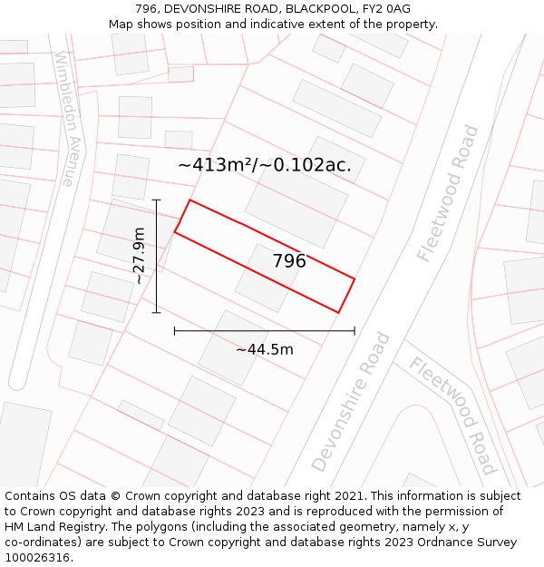 796, DEVONSHIRE ROAD, BLACKPOOL, FY2 0AG: Plot and title map