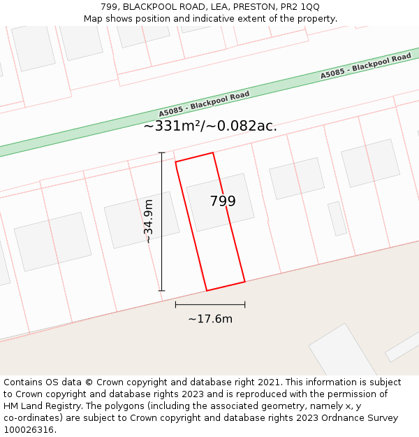799, BLACKPOOL ROAD, LEA, PRESTON, PR2 1QQ: Plot and title map