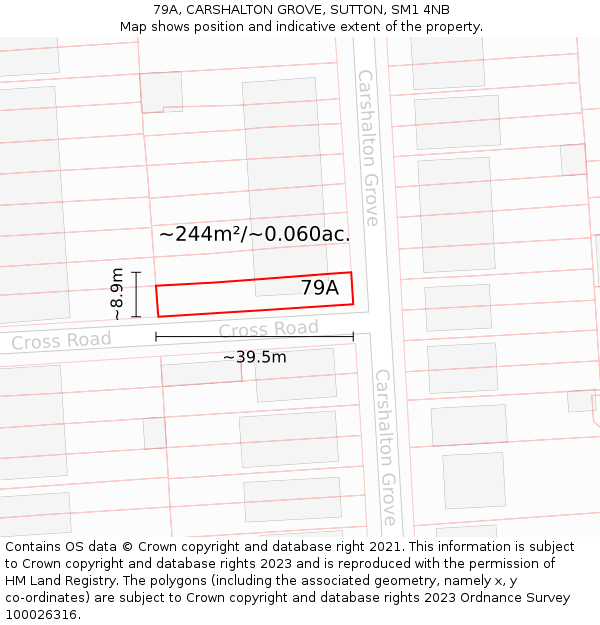 79A, CARSHALTON GROVE, SUTTON, SM1 4NB: Plot and title map