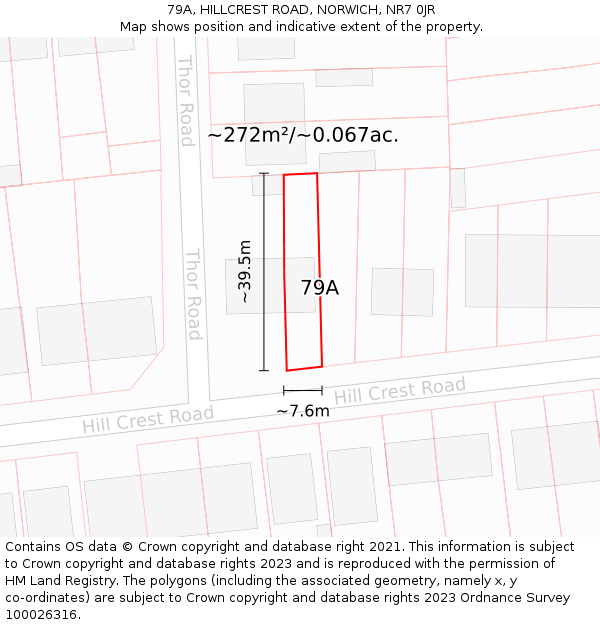 79A, HILLCREST ROAD, NORWICH, NR7 0JR: Plot and title map