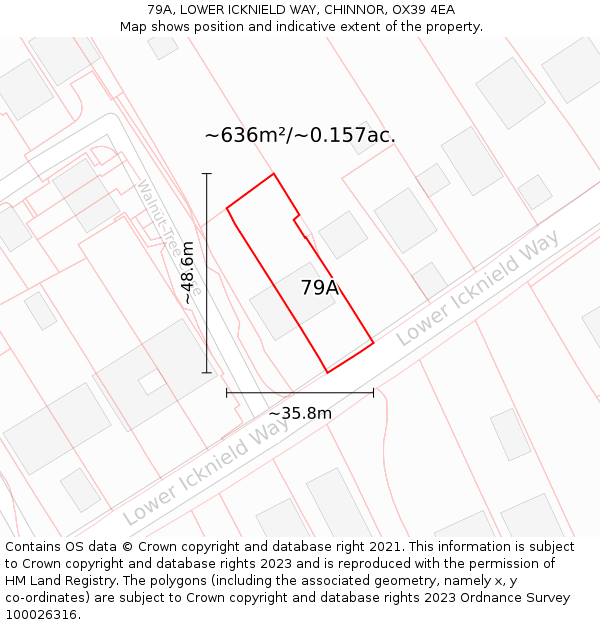 79A, LOWER ICKNIELD WAY, CHINNOR, OX39 4EA: Plot and title map