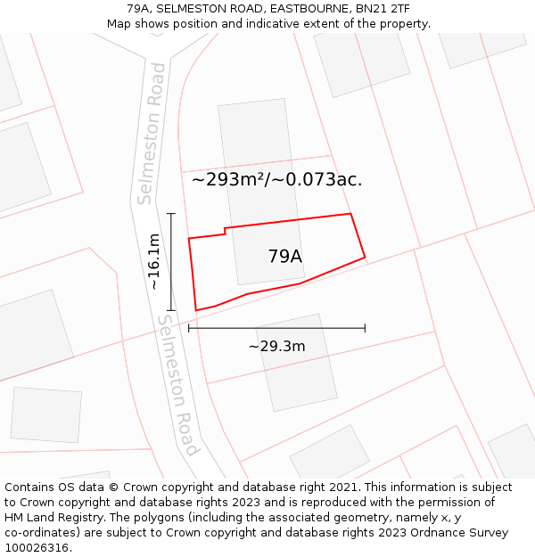 79A, SELMESTON ROAD, EASTBOURNE, BN21 2TF: Plot and title map