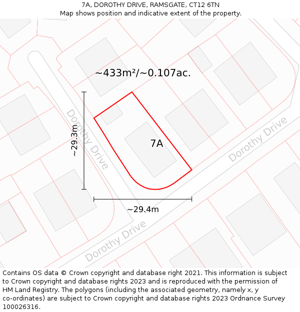 7A, DOROTHY DRIVE, RAMSGATE, CT12 6TN: Plot and title map