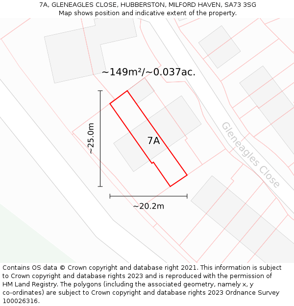 7A, GLENEAGLES CLOSE, HUBBERSTON, MILFORD HAVEN, SA73 3SG: Plot and title map
