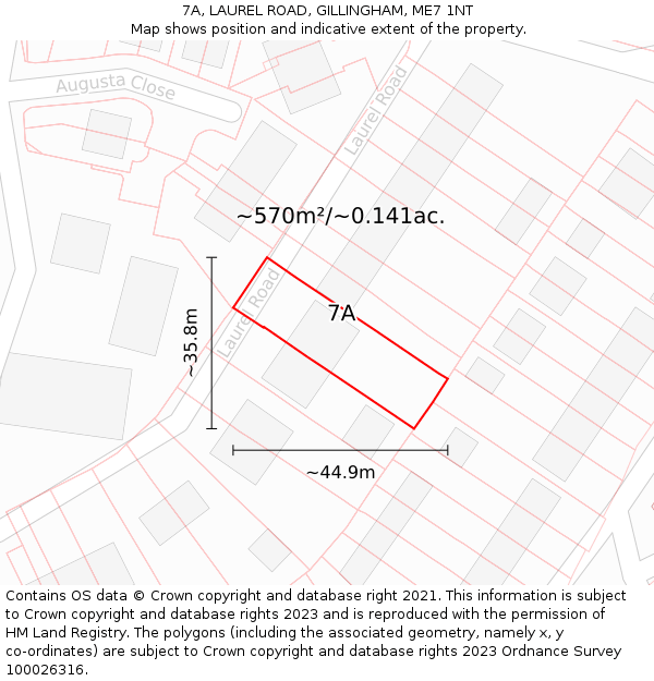 7A, LAUREL ROAD, GILLINGHAM, ME7 1NT: Plot and title map