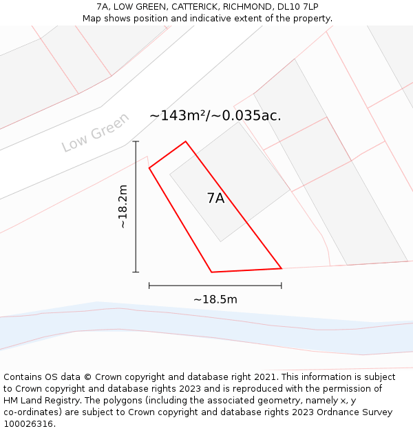 7A, LOW GREEN, CATTERICK, RICHMOND, DL10 7LP: Plot and title map