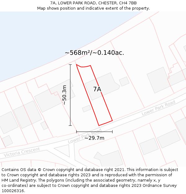 7A, LOWER PARK ROAD, CHESTER, CH4 7BB: Plot and title map