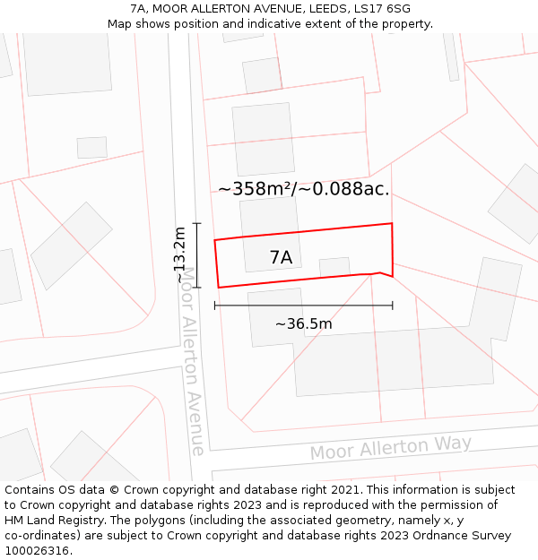 7A, MOOR ALLERTON AVENUE, LEEDS, LS17 6SG: Plot and title map