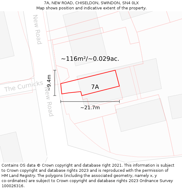 7A, NEW ROAD, CHISELDON, SWINDON, SN4 0LX: Plot and title map