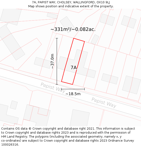 7A, PAPIST WAY, CHOLSEY, WALLINGFORD, OX10 9LJ: Plot and title map