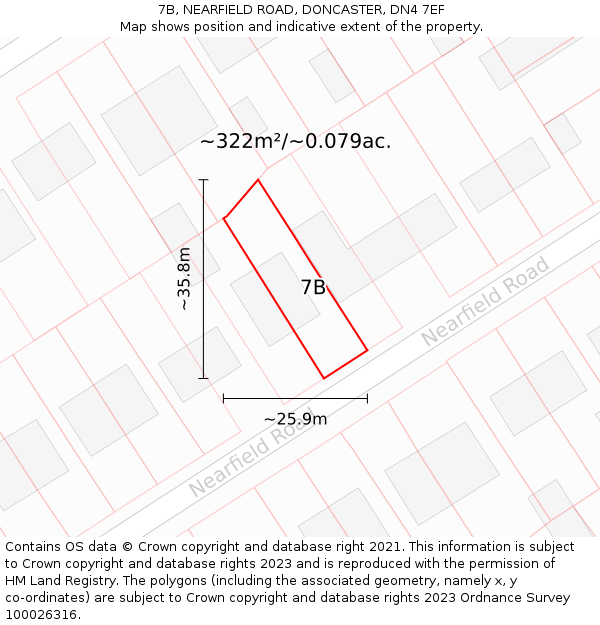 7B, NEARFIELD ROAD, DONCASTER, DN4 7EF: Plot and title map