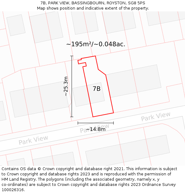 7B, PARK VIEW, BASSINGBOURN, ROYSTON, SG8 5PS: Plot and title map