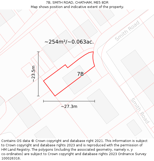 7B, SMITH ROAD, CHATHAM, ME5 8DR: Plot and title map