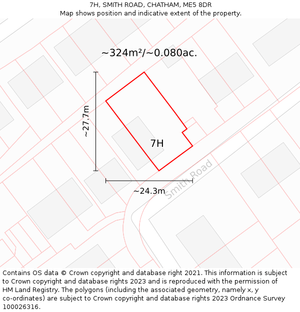 7H, SMITH ROAD, CHATHAM, ME5 8DR: Plot and title map