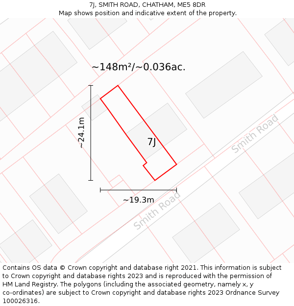 7J, SMITH ROAD, CHATHAM, ME5 8DR: Plot and title map