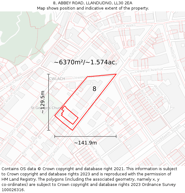 8, ABBEY ROAD, LLANDUDNO, LL30 2EA: Plot and title map