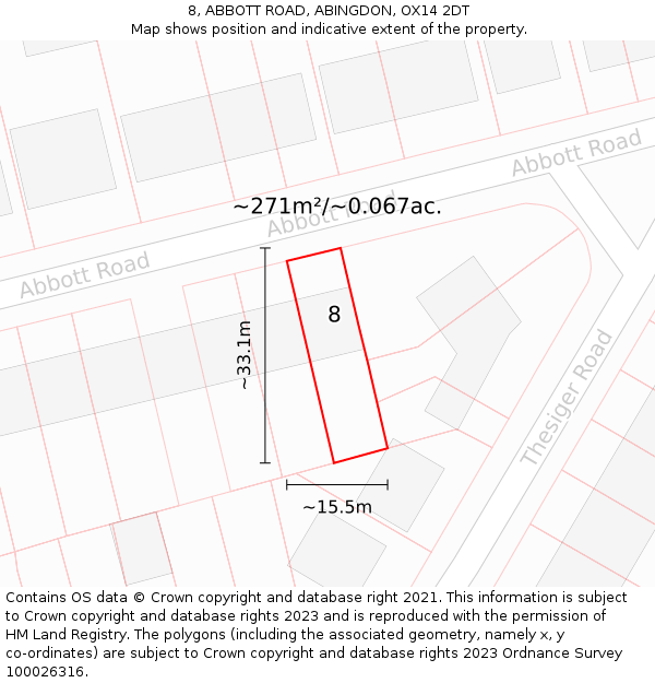 8, ABBOTT ROAD, ABINGDON, OX14 2DT: Plot and title map