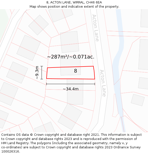 8, ACTON LANE, WIRRAL, CH46 6EA: Plot and title map