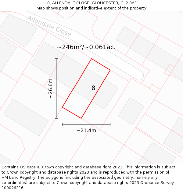 8, ALLENDALE CLOSE, GLOUCESTER, GL2 0AF: Plot and title map