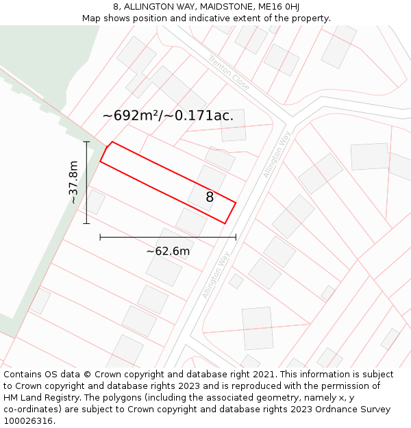 8, ALLINGTON WAY, MAIDSTONE, ME16 0HJ: Plot and title map