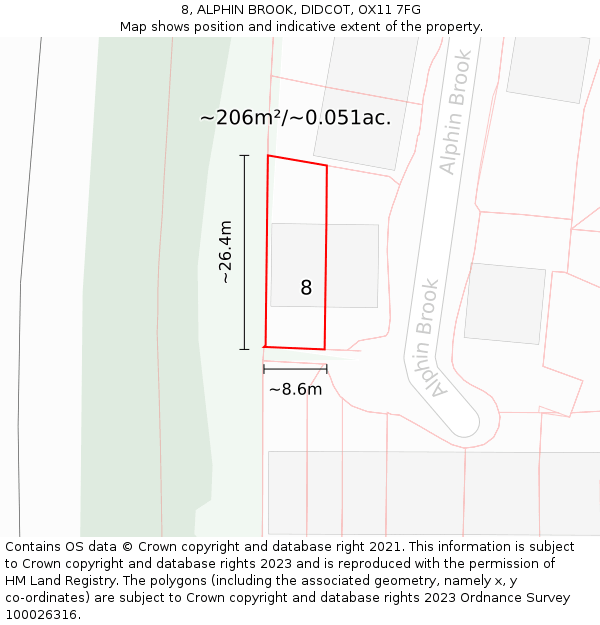 8, ALPHIN BROOK, DIDCOT, OX11 7FG: Plot and title map