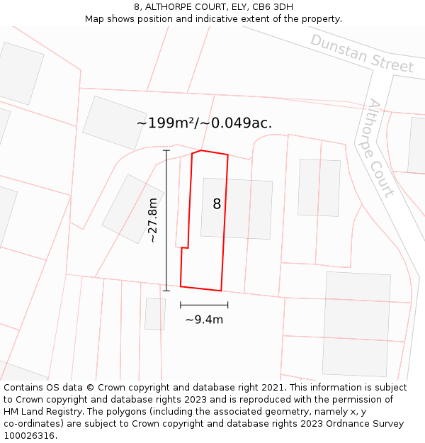 8, ALTHORPE COURT, ELY, CB6 3DH: Plot and title map