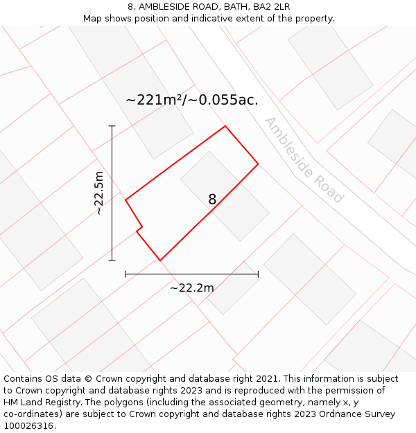 8, AMBLESIDE ROAD, BATH, BA2 2LR: Plot and title map