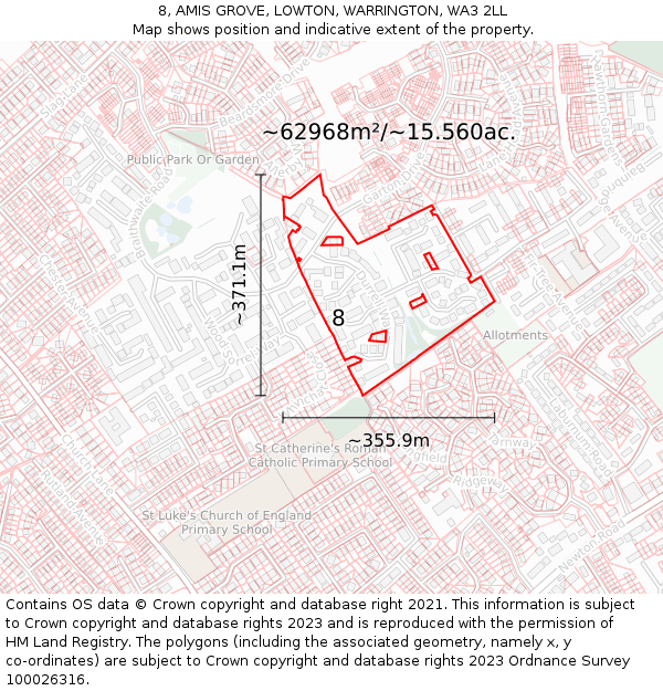8, AMIS GROVE, LOWTON, WARRINGTON, WA3 2LL: Plot and title map