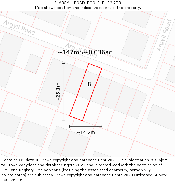 8, ARGYLL ROAD, POOLE, BH12 2DR: Plot and title map