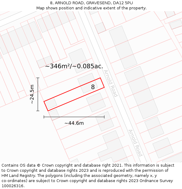 8, ARNOLD ROAD, GRAVESEND, DA12 5PU: Plot and title map