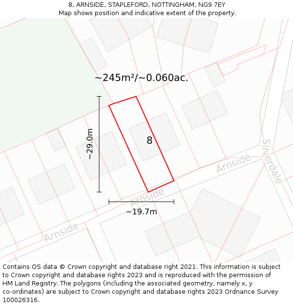 8, ARNSIDE, STAPLEFORD, NOTTINGHAM, NG9 7EY: Plot and title map