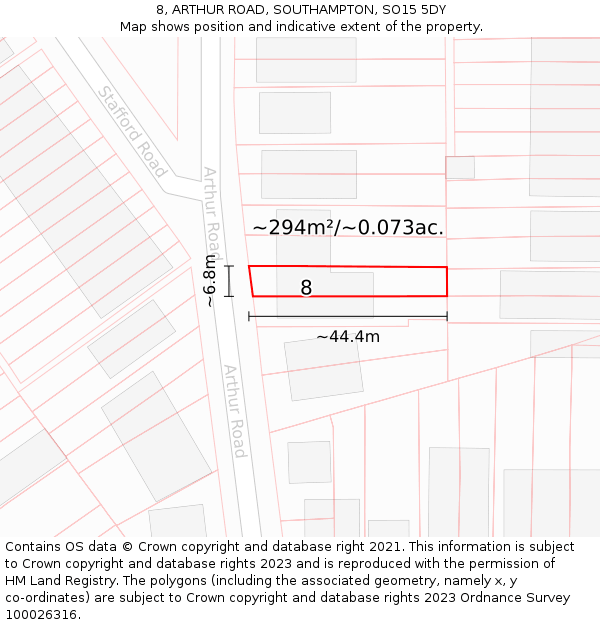 8, ARTHUR ROAD, SOUTHAMPTON, SO15 5DY: Plot and title map