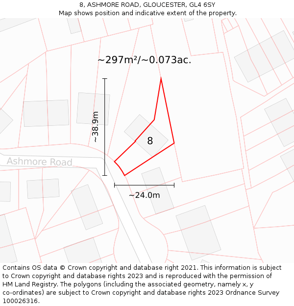 8, ASHMORE ROAD, GLOUCESTER, GL4 6SY: Plot and title map
