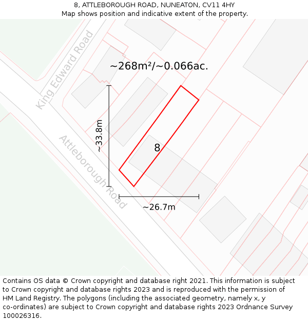 8, ATTLEBOROUGH ROAD, NUNEATON, CV11 4HY: Plot and title map