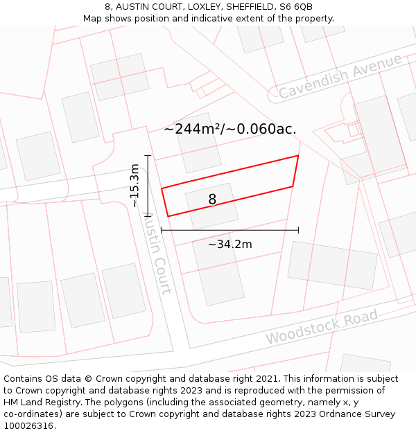 8, AUSTIN COURT, LOXLEY, SHEFFIELD, S6 6QB: Plot and title map
