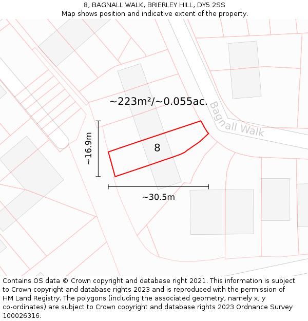 8, BAGNALL WALK, BRIERLEY HILL, DY5 2SS: Plot and title map