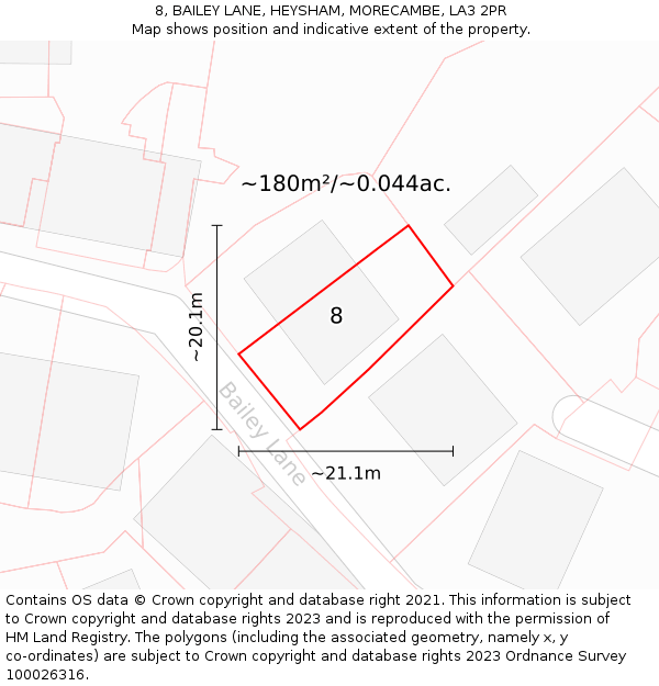 8, BAILEY LANE, HEYSHAM, MORECAMBE, LA3 2PR: Plot and title map