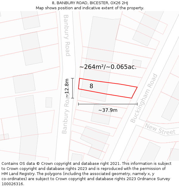 8, BANBURY ROAD, BICESTER, OX26 2HJ: Plot and title map