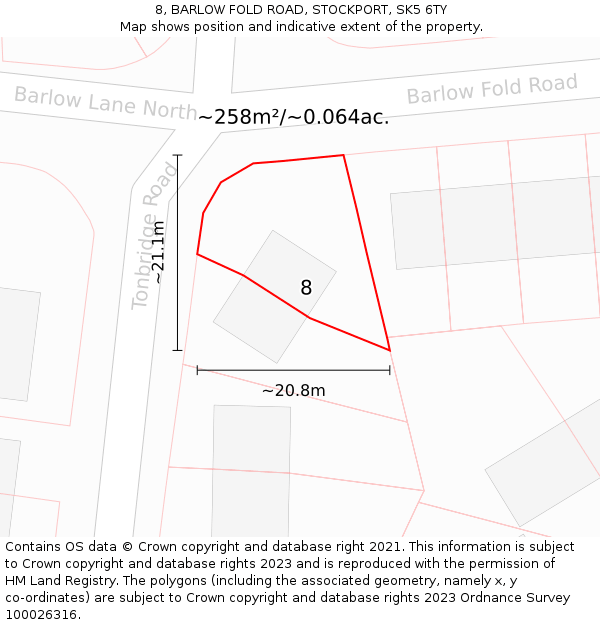 8, BARLOW FOLD ROAD, STOCKPORT, SK5 6TY: Plot and title map