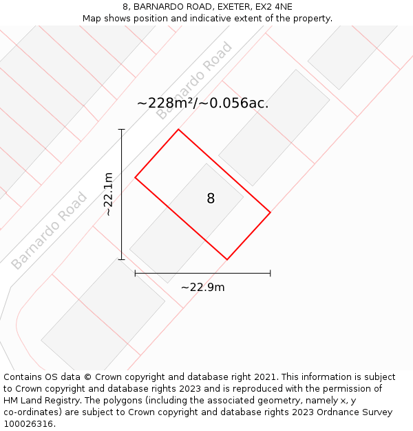 8, BARNARDO ROAD, EXETER, EX2 4NE: Plot and title map