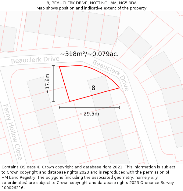 8, BEAUCLERK DRIVE, NOTTINGHAM, NG5 9BA: Plot and title map