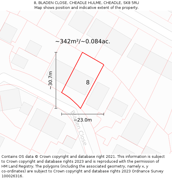 8, BLADEN CLOSE, CHEADLE HULME, CHEADLE, SK8 5RU: Plot and title map
