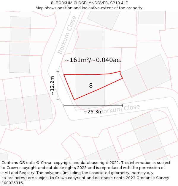 8, BORKUM CLOSE, ANDOVER, SP10 4LE: Plot and title map