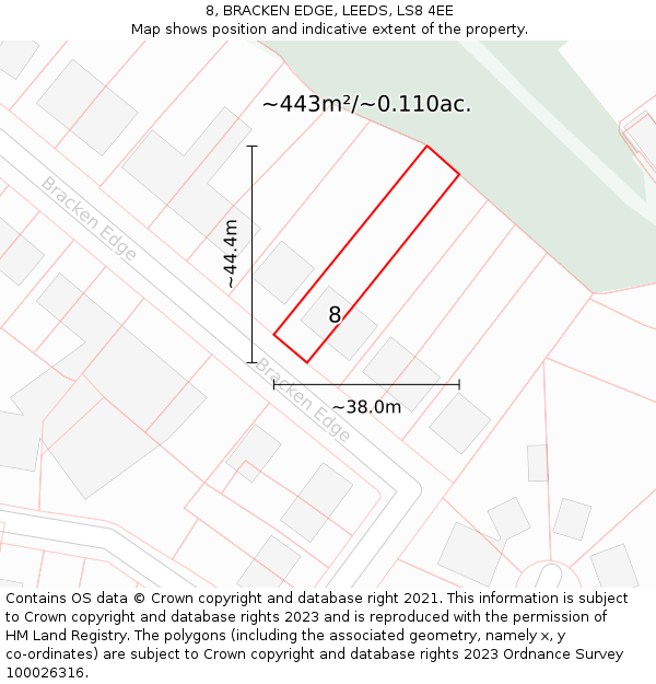 8, BRACKEN EDGE, LEEDS, LS8 4EE: Plot and title map