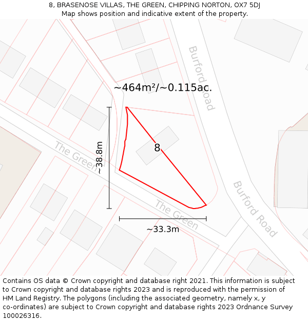 8, BRASENOSE VILLAS, THE GREEN, CHIPPING NORTON, OX7 5DJ: Plot and title map