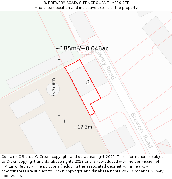 8, BREWERY ROAD, SITTINGBOURNE, ME10 2EE: Plot and title map
