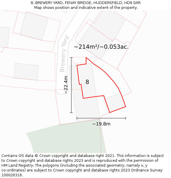 8, BREWERY YARD, FENAY BRIDGE, HUDDERSFIELD, HD8 0AR: Plot and title map